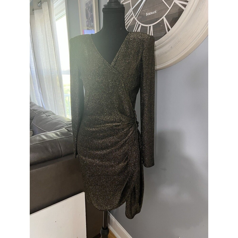 90’s 80’s Reggio  Black  Gold | Vintage Glitter Maxi Prom Dress | 8